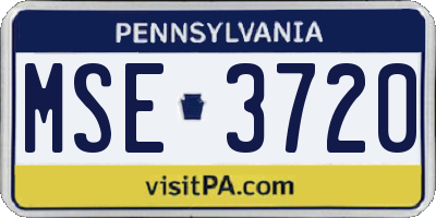 PA license plate MSE3720