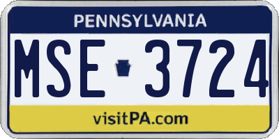 PA license plate MSE3724