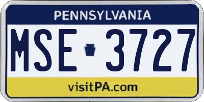 PA license plate MSE3727