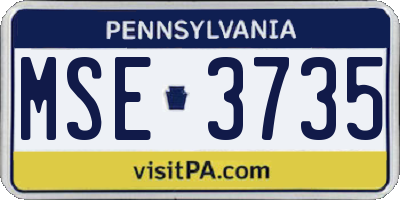 PA license plate MSE3735