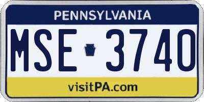 PA license plate MSE3740