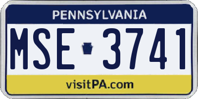 PA license plate MSE3741