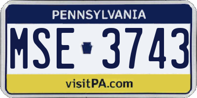 PA license plate MSE3743