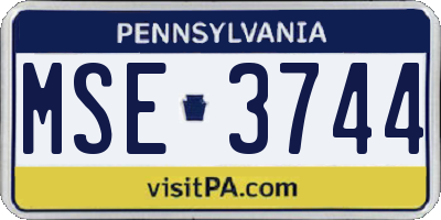 PA license plate MSE3744