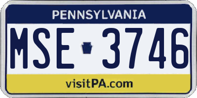 PA license plate MSE3746