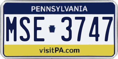 PA license plate MSE3747