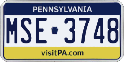 PA license plate MSE3748