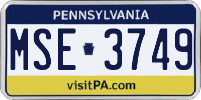 PA license plate MSE3749