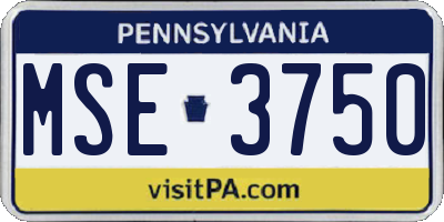 PA license plate MSE3750