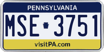 PA license plate MSE3751