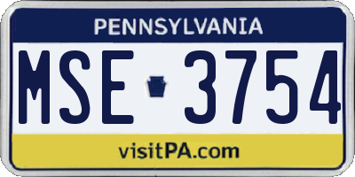 PA license plate MSE3754