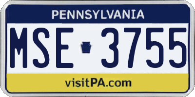 PA license plate MSE3755