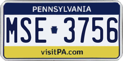 PA license plate MSE3756