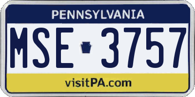 PA license plate MSE3757