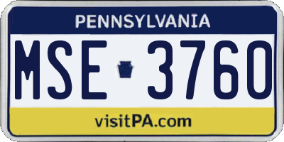PA license plate MSE3760