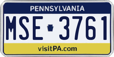 PA license plate MSE3761