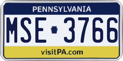 PA license plate MSE3766