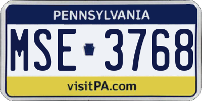 PA license plate MSE3768