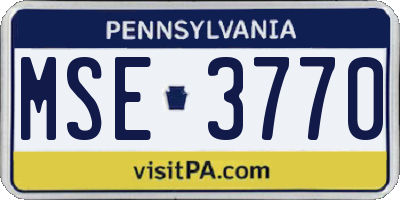 PA license plate MSE3770