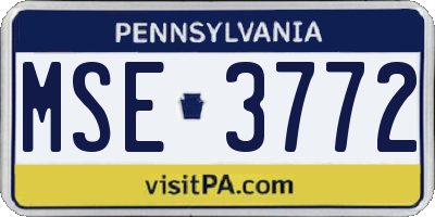 PA license plate MSE3772