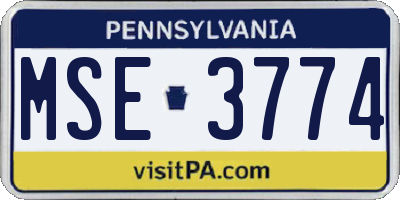 PA license plate MSE3774