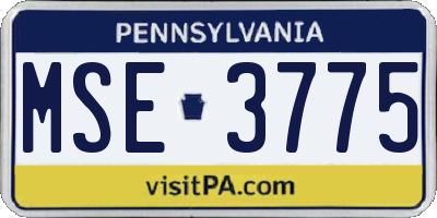 PA license plate MSE3775