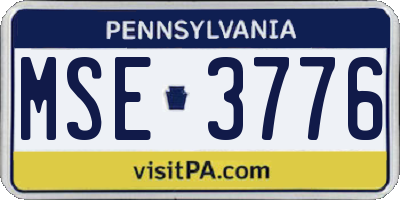 PA license plate MSE3776