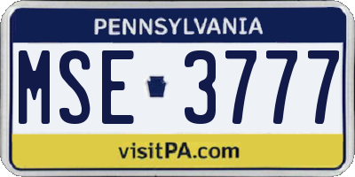 PA license plate MSE3777