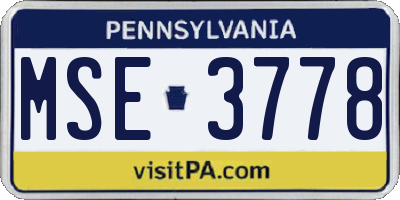 PA license plate MSE3778