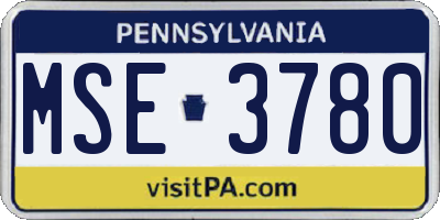PA license plate MSE3780