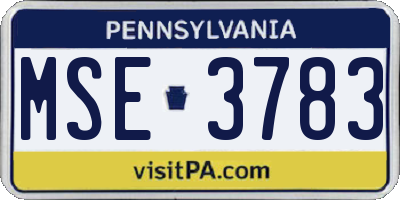 PA license plate MSE3783