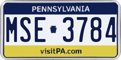 PA license plate MSE3784