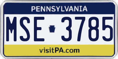 PA license plate MSE3785