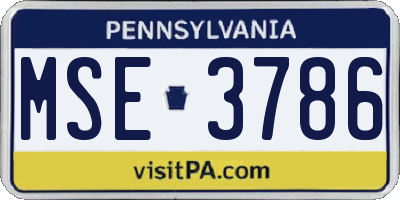 PA license plate MSE3786