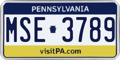 PA license plate MSE3789