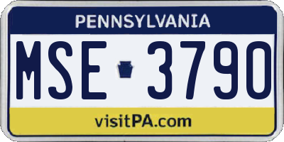 PA license plate MSE3790