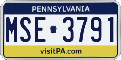 PA license plate MSE3791