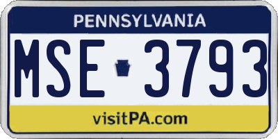 PA license plate MSE3793
