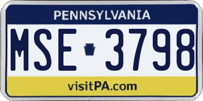 PA license plate MSE3798