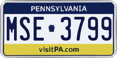 PA license plate MSE3799