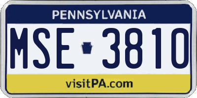 PA license plate MSE3810