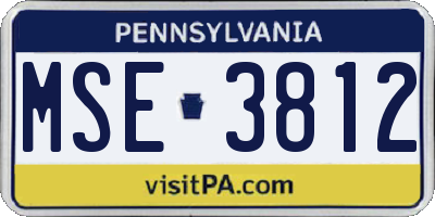 PA license plate MSE3812