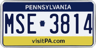 PA license plate MSE3814