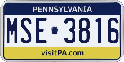 PA license plate MSE3816