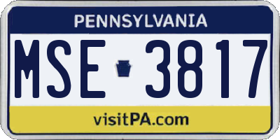 PA license plate MSE3817