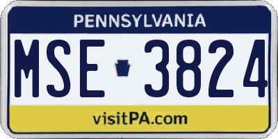 PA license plate MSE3824