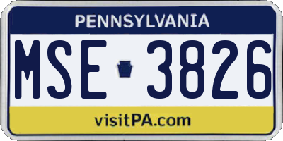 PA license plate MSE3826