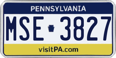 PA license plate MSE3827