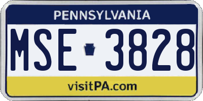 PA license plate MSE3828