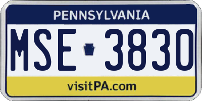 PA license plate MSE3830